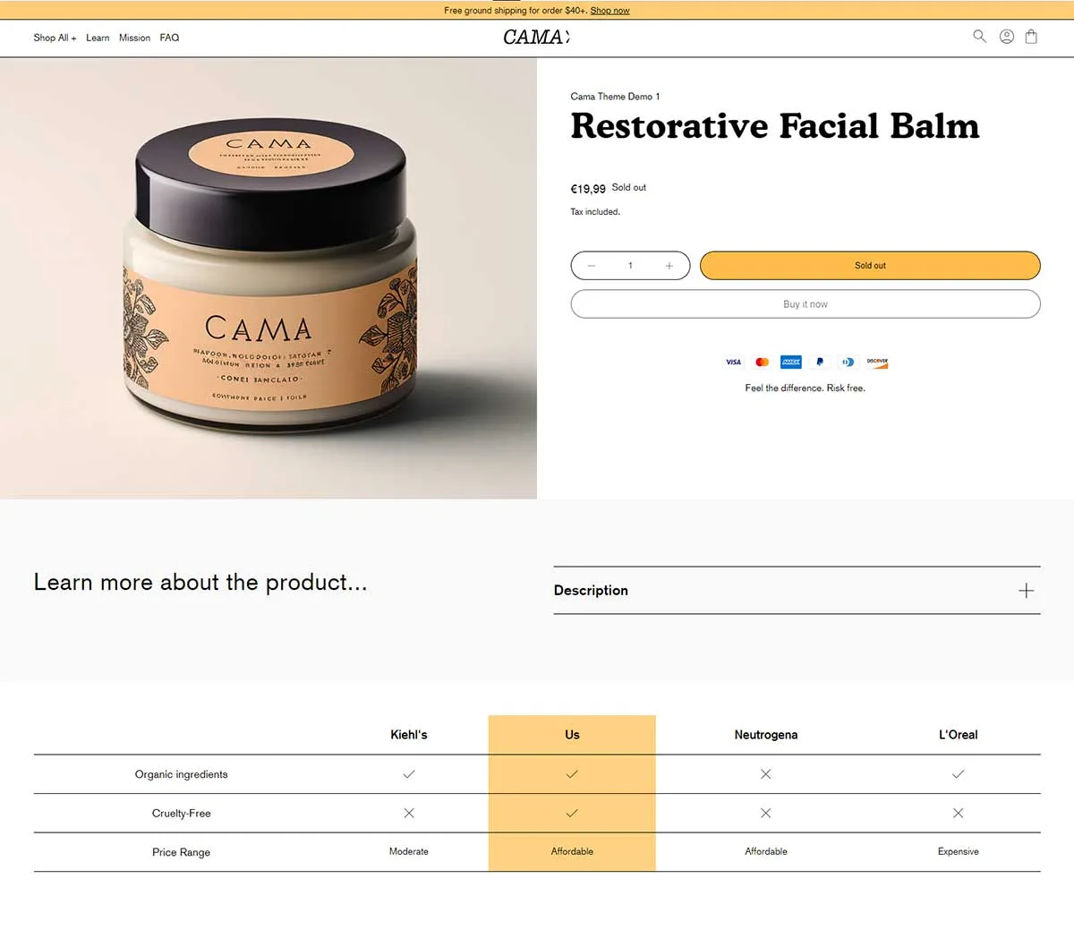 Cama Theme - Product Page