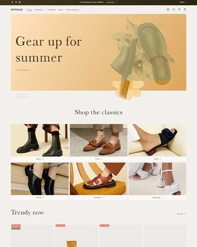 Upscale Theme for Footwear Store
